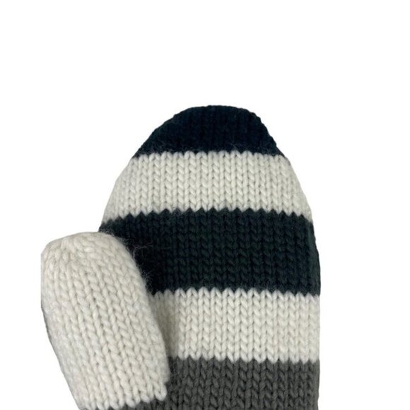 Hudson's Bay HBC Stripes Sterling Silver Striped Fleece Lined Knit Mittens S/M - Picture 4 of 7